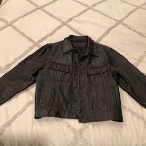 Leather jean jacket
